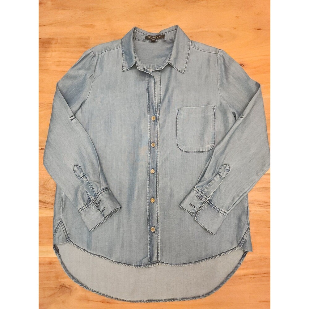 Velvet Heart Light Blue Tencel Button-Down Women's Size Small Long Sleeve Shirt